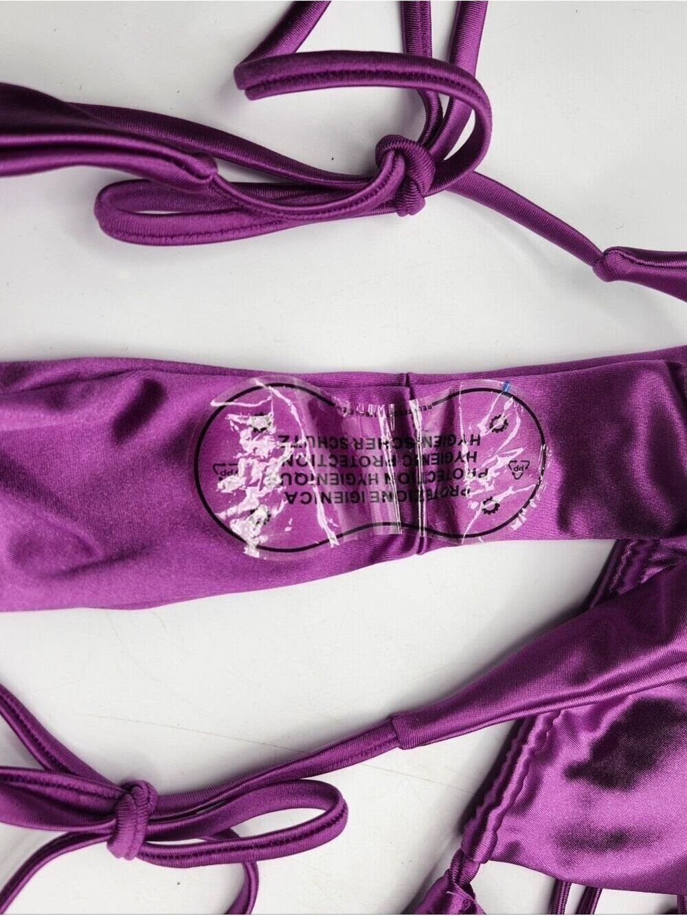 Source Unknown Shiny Purple Satin Triangle Tie-Side Bikini - Picture 4 of 5